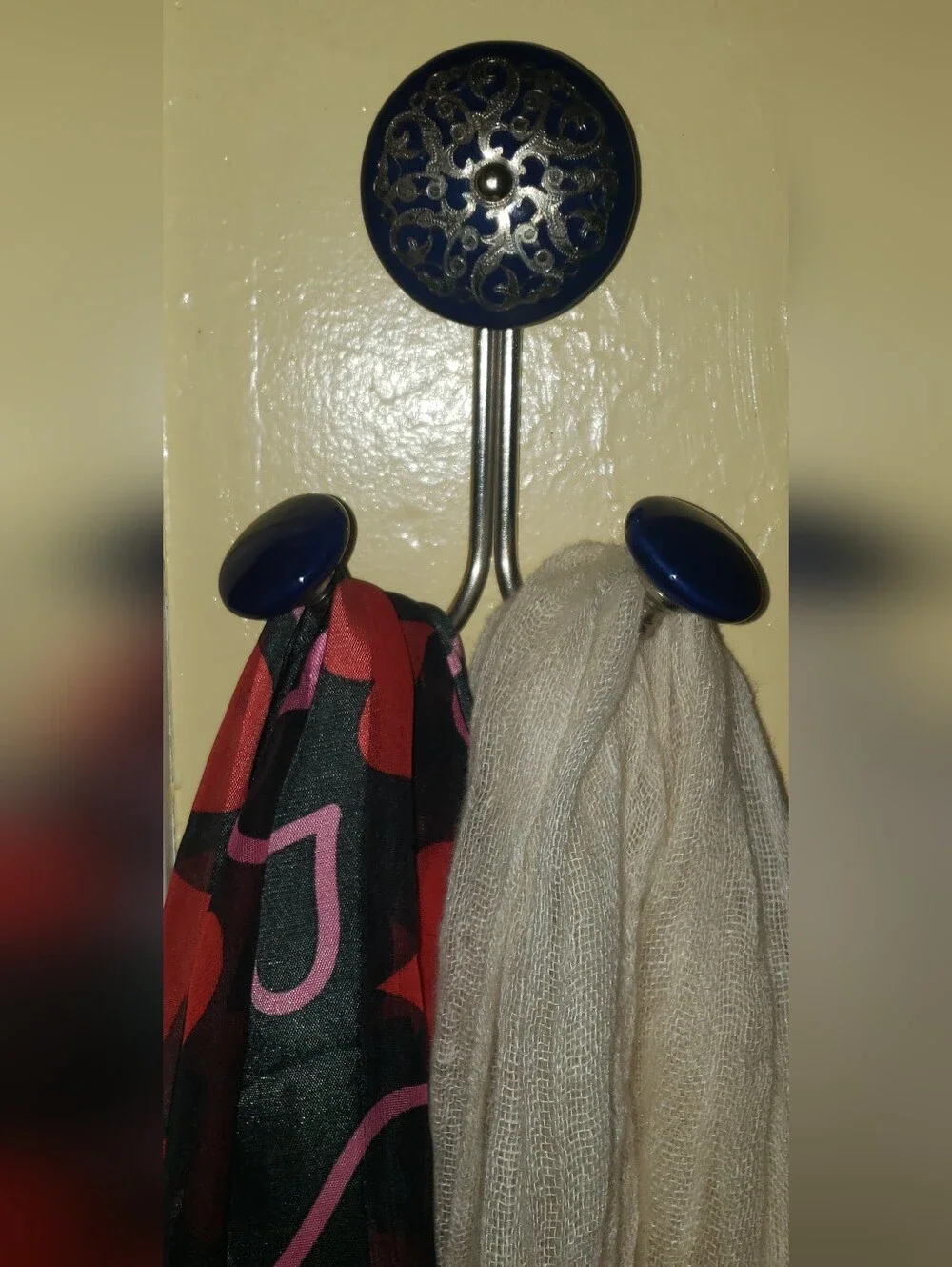 Decorative Cobalt Blue and Silver Wall Hook -